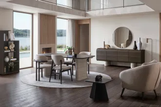 Curve Yemek Odası Takımı Ceviz Renk