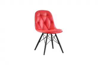 Prizma Kareli Düğmeli Sandalye Kırmızı