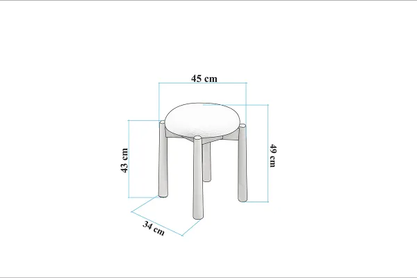 Vina Luxe 2 li Tabure - Ceviz