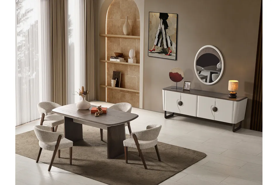 Lotus İsli Meşe Yemek Odası Takımı